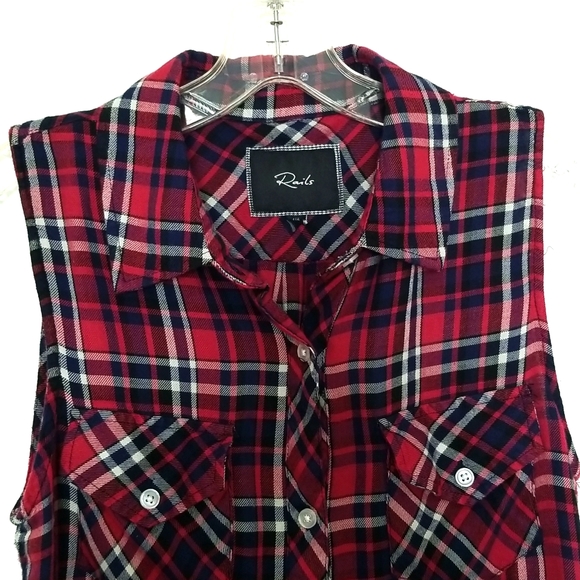 Rails Tops - Rails women's plaid sleeveless button down shirt size Extra Small